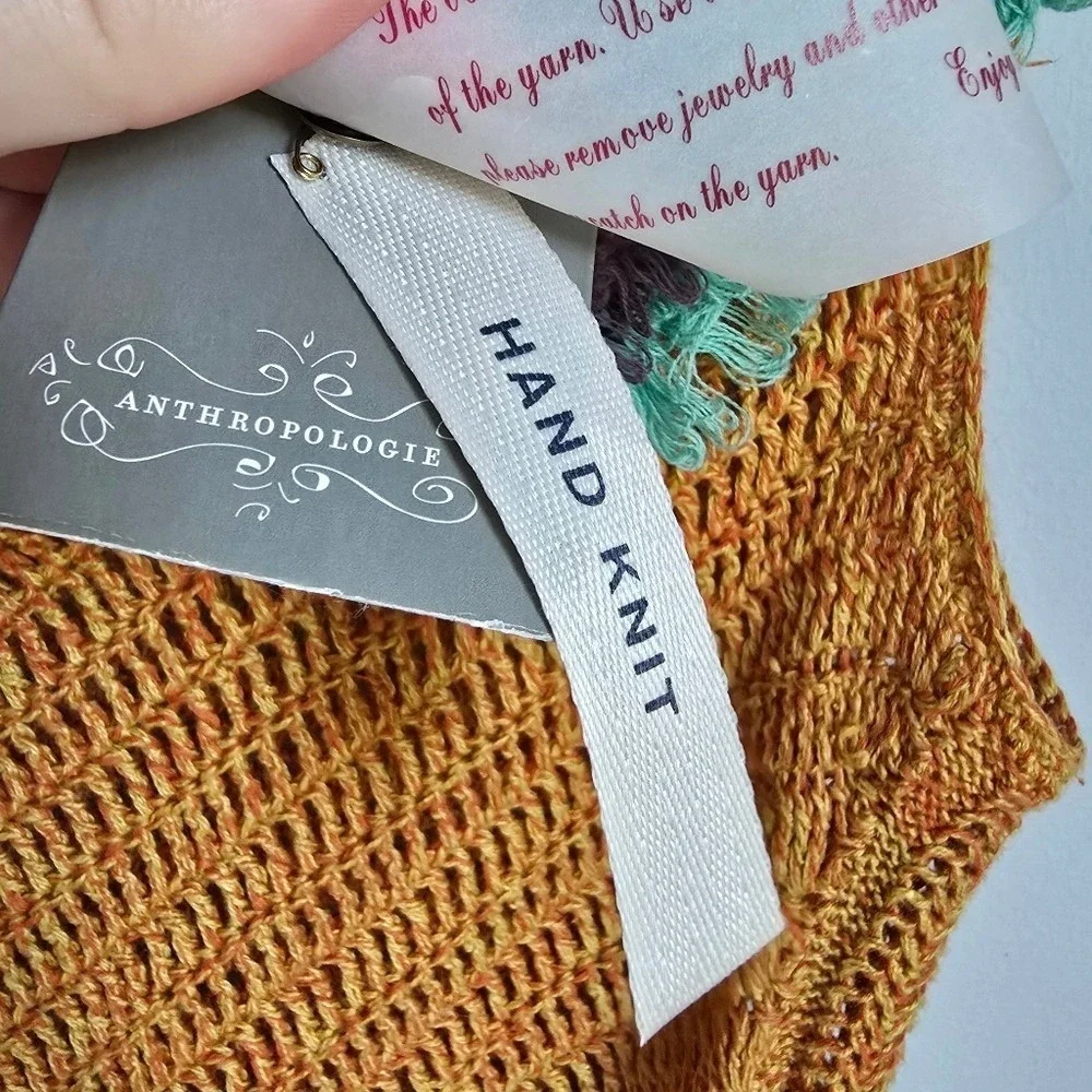 Anthropologie NEW EDIE Satsuma Pinwheel Floral Crochet Linen Knit Top SZ Large - Picture 9 of 11